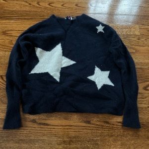 cashmere, vineyard vines, white and navy star sweater, size XXS women